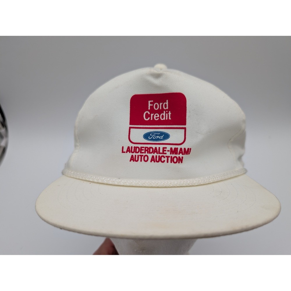 Vintage Ford Credit Lauderdale-Miami Auto Auction Trucker Hat White Snapback Cap